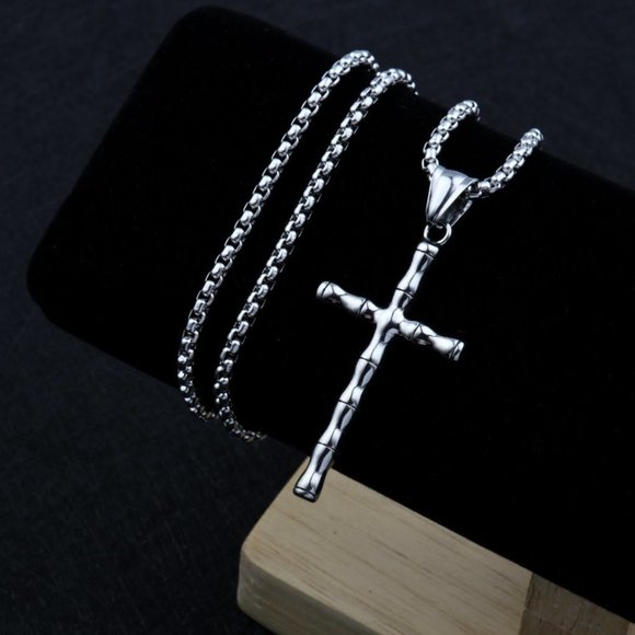 ❤️Fashionable Bamboo Cross Christian Pendant Necklace for women/men,N90201P196 - Picture 3 of 8